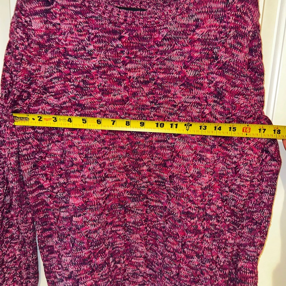 Lands’ End Drifter Cable Knit Sweater Marled Berry Size M - Picture 11 of 12